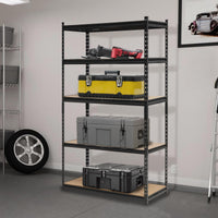 Scaffalature per garage Garvee Heavy Duty, 5 ripiani regolabili, capacità di carico di 2000 libbre, telaio robusto a forma di V in acciaio SPCC verniciato a polvere, per garage e officina, 60x18x72 pollici, nero