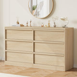 Garvee Cassettiera 6 Cassetti Rovere Naturale, Ampio Spazio, Struttura Robusta, Design Moderno, Antiribaltamento, Multiuso per Camera e Soggiorno 119 cm