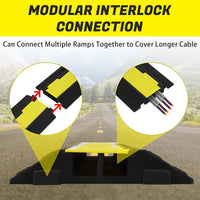 Rampa di protezione per cavi Garvee da 3 pezzi, 2 canali, capacità di carico di 11000 libbre, gomma antiscivolo in PVC per parcheggi e cantieri edili