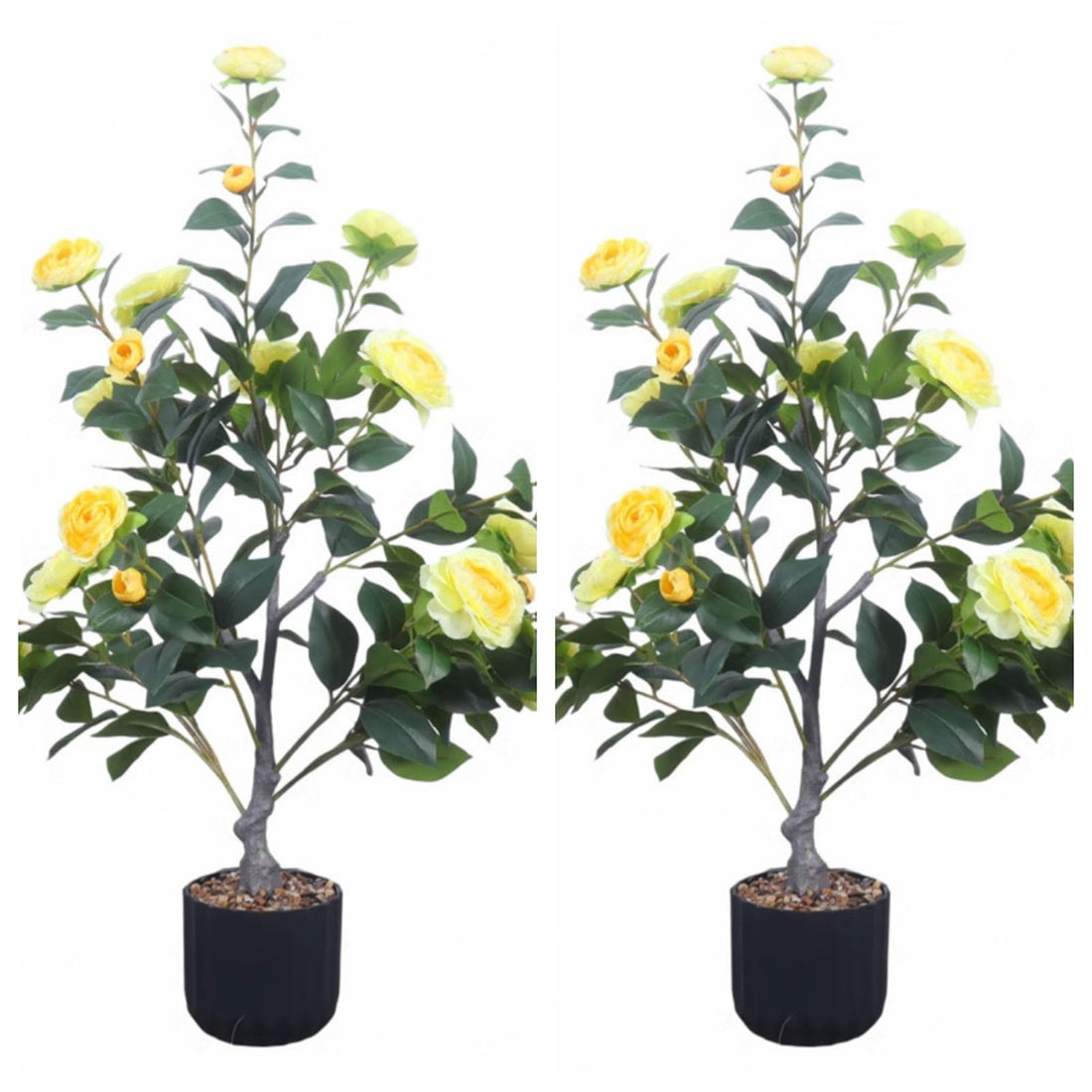 Albero di camelia artificiale Garvee da 3 piedi con fiori realistici per uso interno ed esterno, bassa manutenzione, durevole, verde