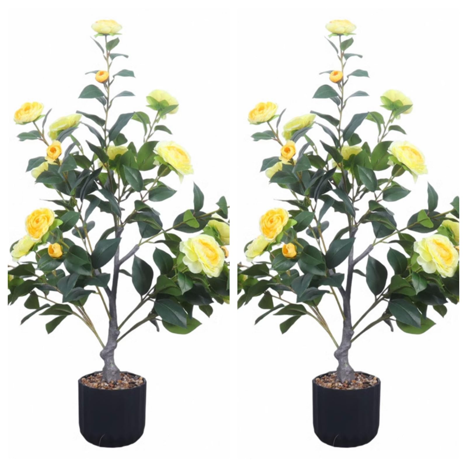 Albero di camelia artificiale Garvee da 3 piedi con fiori realistici per uso interno ed esterno, bassa manutenzione, durevole, verde