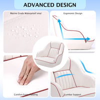 Sedile ergonomico per capitano di barca pontone Garvee in vinile resistente ai raggi UV per barche da pesca e da diporto 19,5x22x21,5 bianco