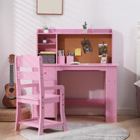 Set da scrivania per bambini Garvee con ripiano e cassetto per ragazzi e ragazze, dai 3 agli 8 anni, in legno, rosa, per l'apprendimento e la sala giochi