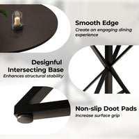 Tavolo da pranzo rotondo Garvee da 47 pollici con base in metallo per cucina e sala da pranzo, per 4-6 persone, piano in legno MDF, antigrafio, antiscivolo
