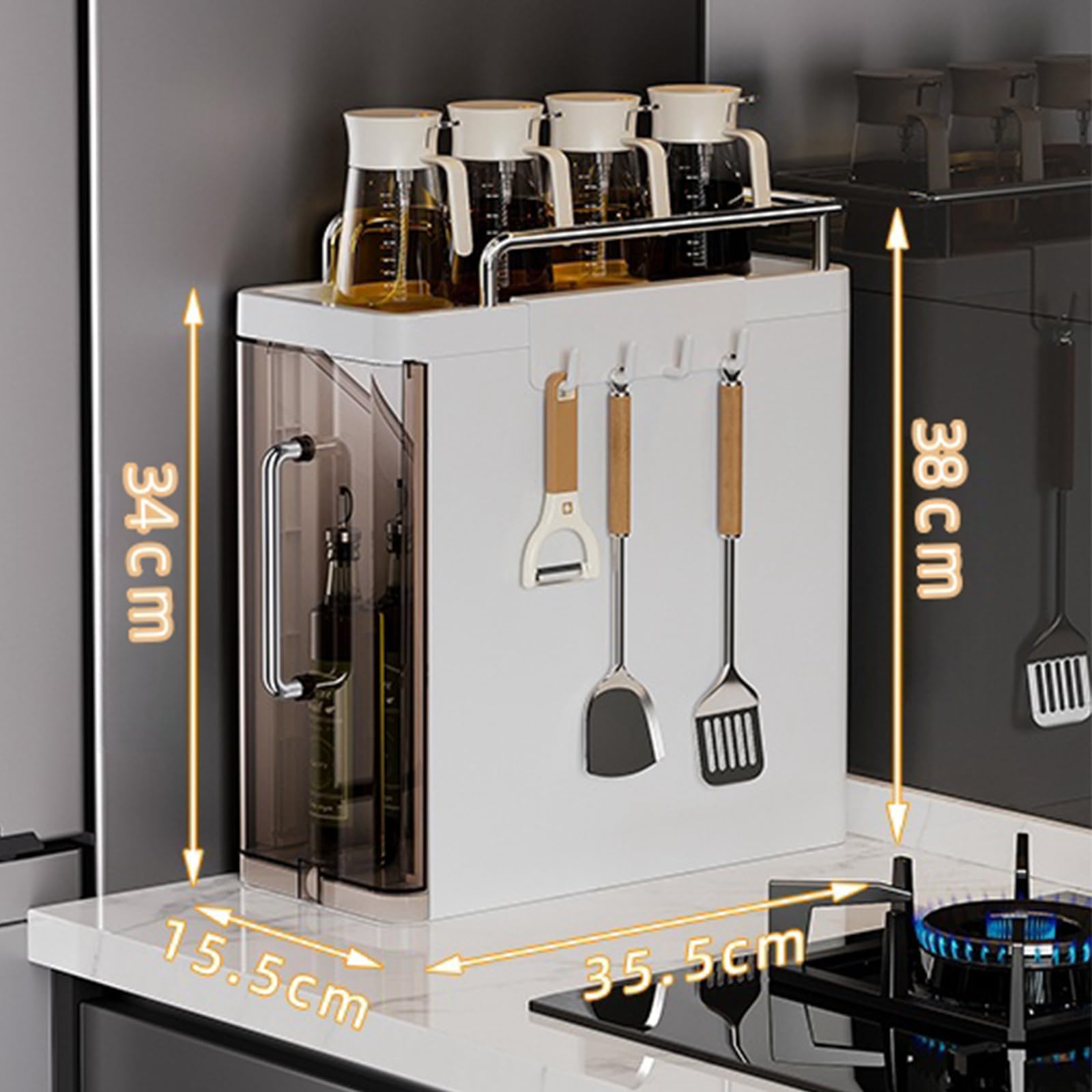 Porta spezie Garvee a 3 ripiani con cassetto, salvaspazio, robusto, per cucina e bagno, compatto, versatile