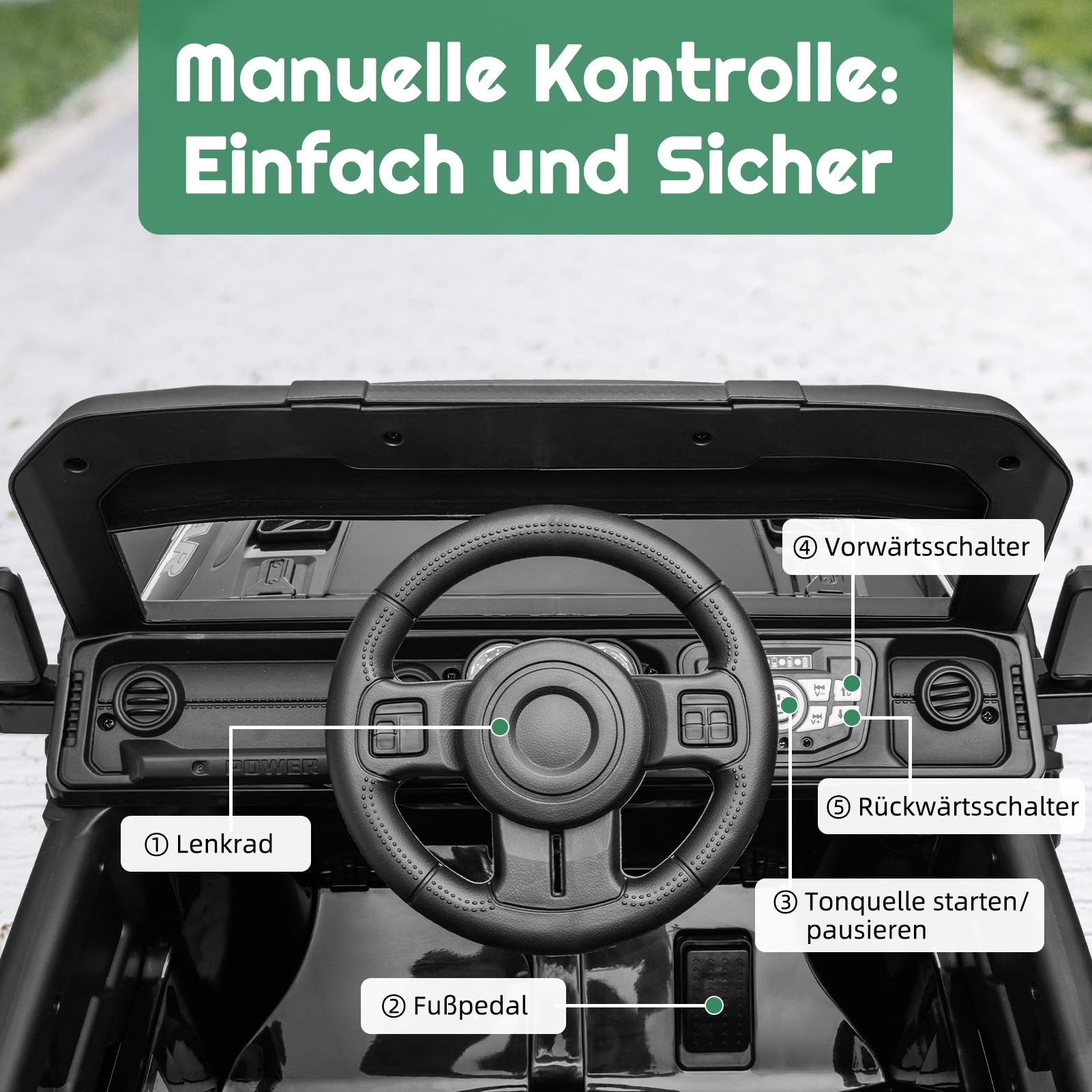 Auto elettrica per bambini GARVEE 12V con telecomando, luci a LED, Bluetooth, cinture di sicurezza, pneumatici antiscivolo, rossa, per bambini dai 3 anni in su
