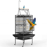 Garvee Gabbia per Uccelli Grande 208 cm con Ruote, Area Giochi Superiore, Ferro Battuto Antiruggine, Porta Ampia, Interni, Nero