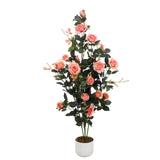 Garvee Pianta Artificiale Rosa con 30 Rose, Protezione UV, Stabile Tronco in Legno per Casa e Ufficio, Diverse Misure, Rosa - Bianco 120 cm