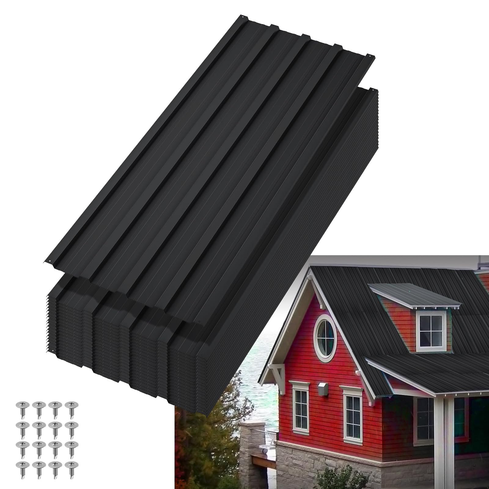 Garvee set da 20 pezzi di lamiere per coperture metalliche in acciaio zincato per carport e capannoni, 42,52 x 16,77 pollici, zincate, impermeabili