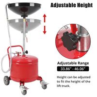 Garvee - Vasca di raccolta olio in acciaio da 8 galloni con ruote, indicatore del livello del fluido, altezza regolabile, grande imbuto per uso in officina e domestico, nero