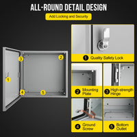 Scatola elettrica per esterni Garvee 16x16x6" NEMA 4X in acciaio IP66 impermeabile e antipolvere per uso industriale e all'aperto