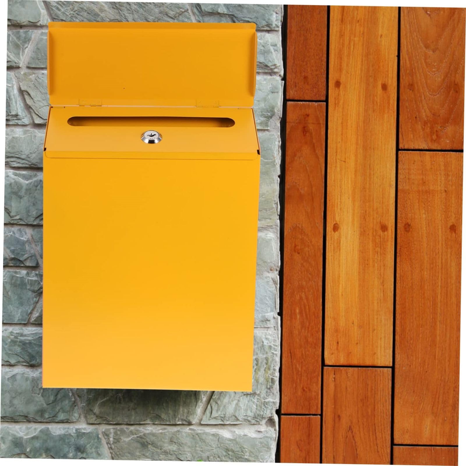 Cassetta postale Garvee con serratura a chiave, in metallo, da parete, per porta d'ingresso, ufficio, area esterna, 21,5x6x29 cm, giallo