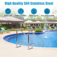 Corrimano per piscina Garvee 55"x32" in acciaio inossidabile 304, antiruggine, maniglia blu, base robusta per piscine interrate, capacità di carico di 385 libbre
