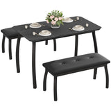 Garvee Tavolo da Pranzo 109 cm con 2 Panche Imbottite Telaio Metallico Robusto Design Industriale per Cucina e Ristorante Nero - Black