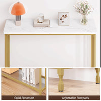 Tavolo stretto Garvee da 33.5" con ripiano in vetro, struttura in metallo, effetto legno vintage per soggiorno e corridoio, piedini regolabili, design robusto