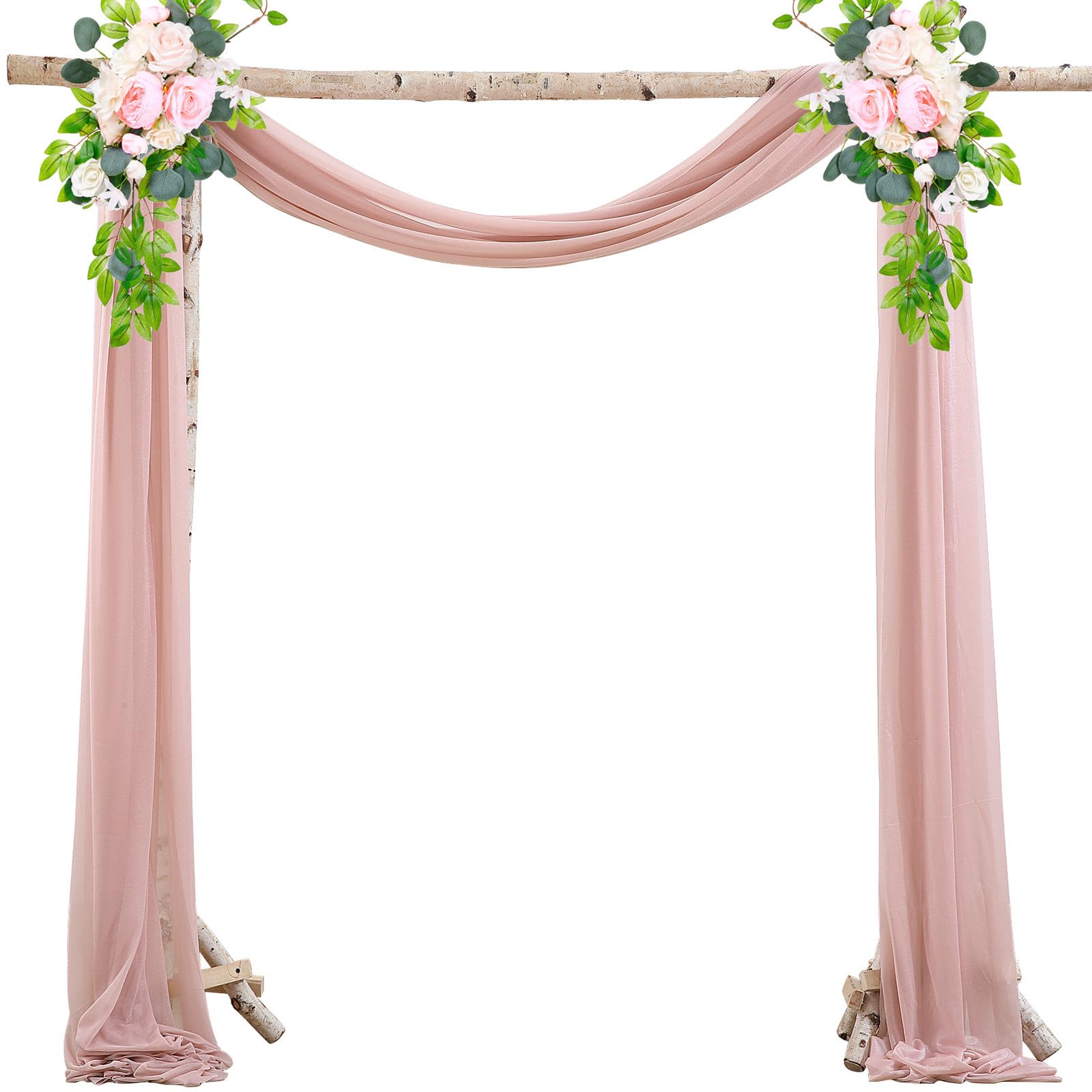 GARVEE 2x18FT Tessuto drappeggiante per arco nuziale trasparente per fotografia all'aperto, 70x550cm, bianco