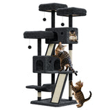 Torre per gatti Garvee Large da 66 pollici con tiragraffi in sisal per gatti di grandi dimensioni, a più piani, comodo luogo di riposo imbottito, stabile e sicuro, luogo di gioco e riposo al chiuso - Grigio scuro