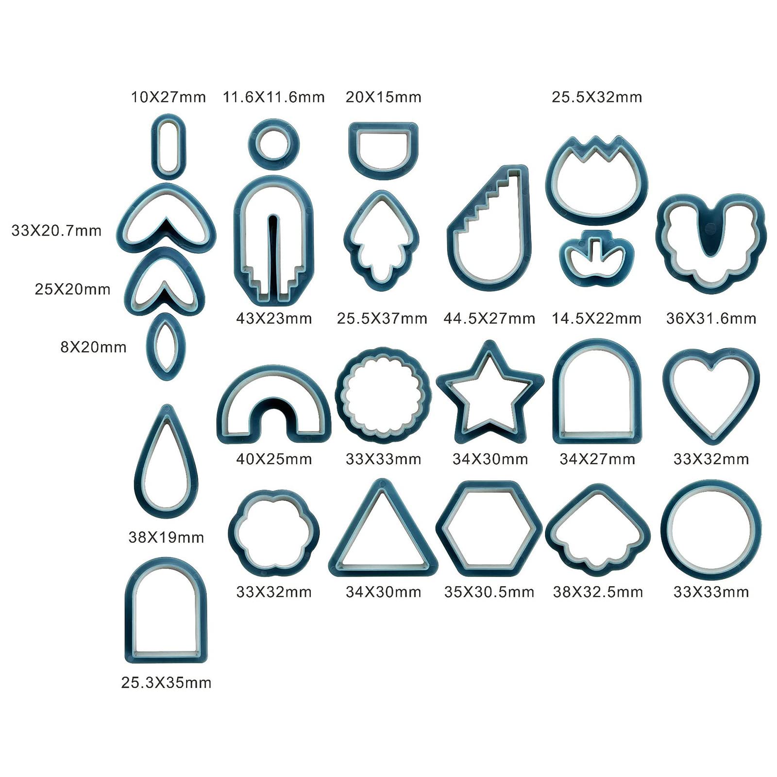 Frese per argilla in polimero Garvee, 24 pezzi, mini utensili per scultura, plastica, blu, per modellare l'argilla, orecchini fai da te