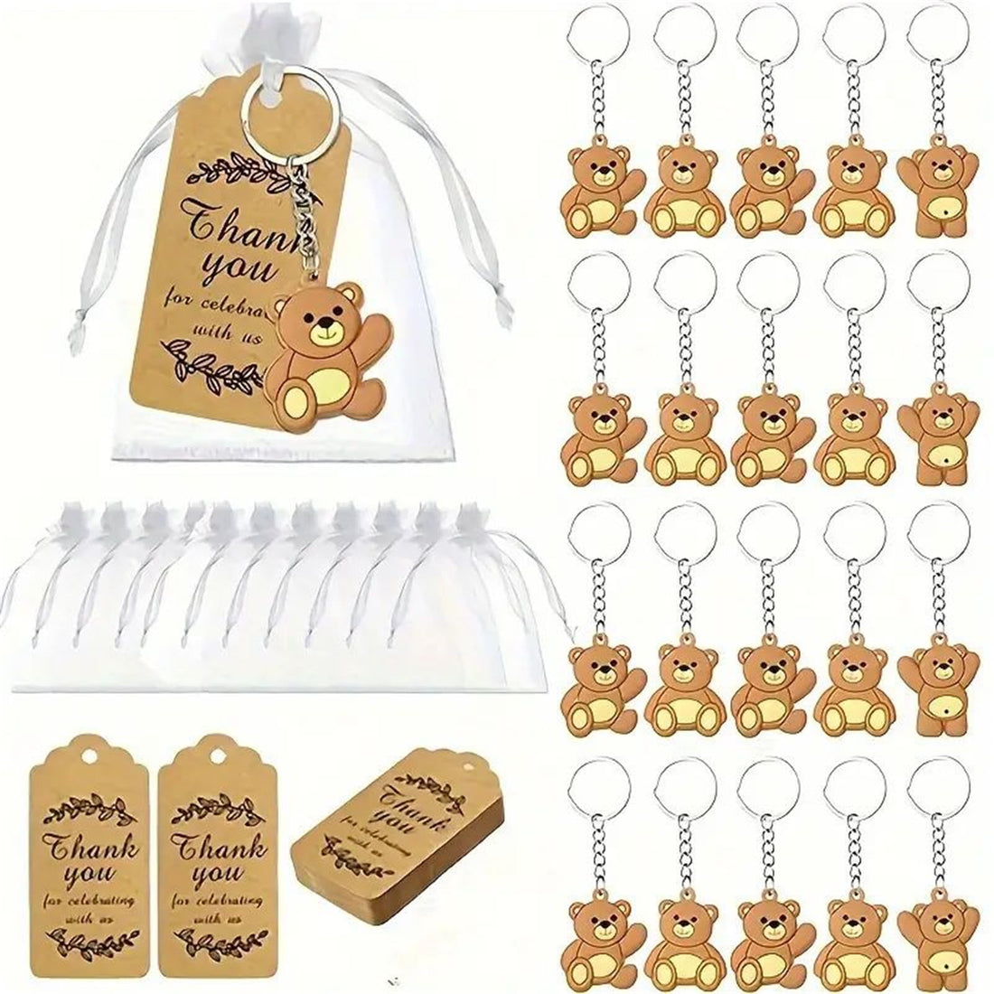 Garvee 18 etichette regalo decorative con grazioso motivo a orsetto per feste di compleanno, matrimoni, 18 pezzi, multicolore