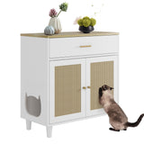 Garvee, mobiletto per lettiera nascosta per gatti con contenitore, ante in sisal, legno, soggiorno, 80.65x40.01 cm, colore naturale