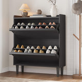 Garvee Mobile Porta Scarpe a Ribalta 2 Ante, Materiale Legno, Design Compatto, Colore Bianco, Ideale per Ambienti Moderni - Black