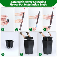 Garvee Set di 2 fioriere alte 57.15 cm con irrigazione automatica e monitor del livello dell'acqua per balcone e terrazza, pois bianchi e neri, plastica resistente alle intemperie