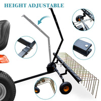 Rastrello per Paglia Garvee Pine 60" - Ideale per Festa del Papà | 24 Denti Acciaio, Telaio Robusto, Maniglia per ATV/Tosaerba, Cura Prato Foglie Aghi