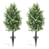 Garvee 2 Pezzi Buxus Artificiale con Picchetto 70cm, Resistente ai UV, Sempreverde, Facile Installazione per Giardino Ufficio Interni ed Esterni Verde - Green