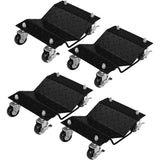 Set Garvee 4 Dolly Auto in Acciaio con Ruote 360° e Freni, Capacità 5443 kg, Antiscivolo, Nero, Per Auto, Moto, Barche