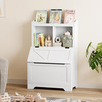 Libreria per bambini Garvee con contenitore per giocattoli, a 2 ripiani, in legno, robusta, resistente ai graffi e all'acqua, per sale giochi e camerette.