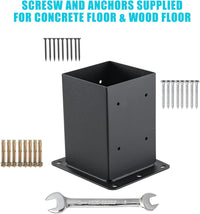 Garvee set da 4 pezzi di supporti per pali in acciaio da 2 mm per pali in legno 4x4, rinforzo su quattro lati, verniciato a polvere nero, set completo per patii e recinzioni