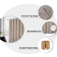 Garvee Duschvorhang Leinen-Look 240GSM Wasserabweisend Anti-Schimmel Polyester Mit Beschwerungsstreifen Rostfreie Ösen Light Coffee 48x78 Zoll Badezimmer