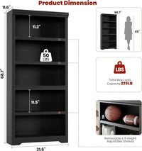 Garvee Libreria Rustica Alta 190,5 cm, 2-6 Ripiani Regolabili, MDF Robusta, Elegante, Antiribaltamento, Soggiorno e Studio, Neutro