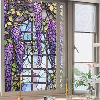 Pellicola per vetri colorati Garvee, motivo floreale, con blocco UV, isolamento termico, adesivi statici viola per decorazioni in vetro per finestre, 45x100 cm