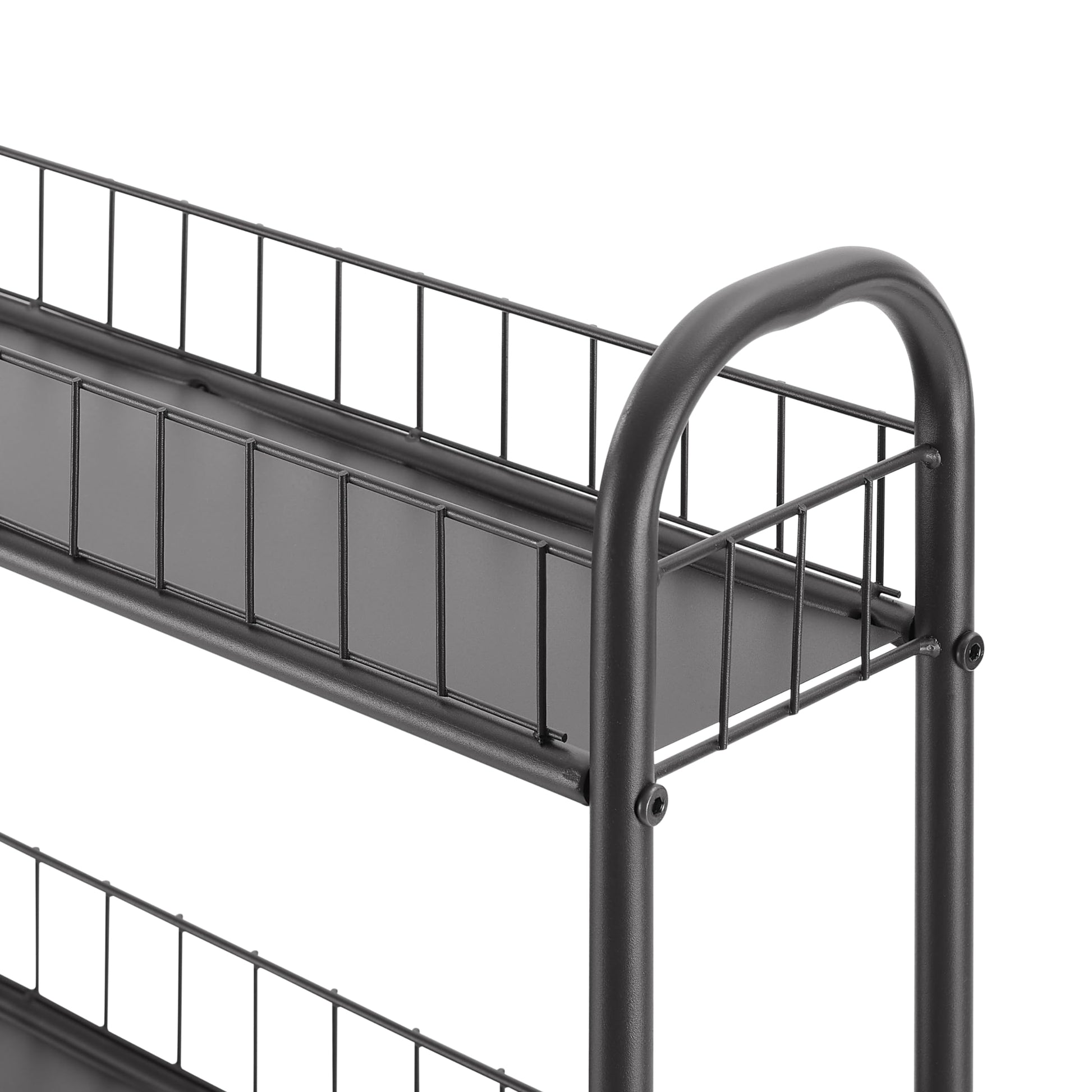 Scaffale alto Garvee con 6 ripiani e ruote per cucina, bagno, magazzino, cantina, garage, lavanderia, 25x58x155 cm, nero, salvaspazio