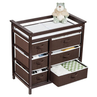 Fasciatoio Garvee con 6 cassetti, sponde di sicurezza, altezza regolabile per neonati e bambini, legno, tappetino impermeabile, facile da pulire