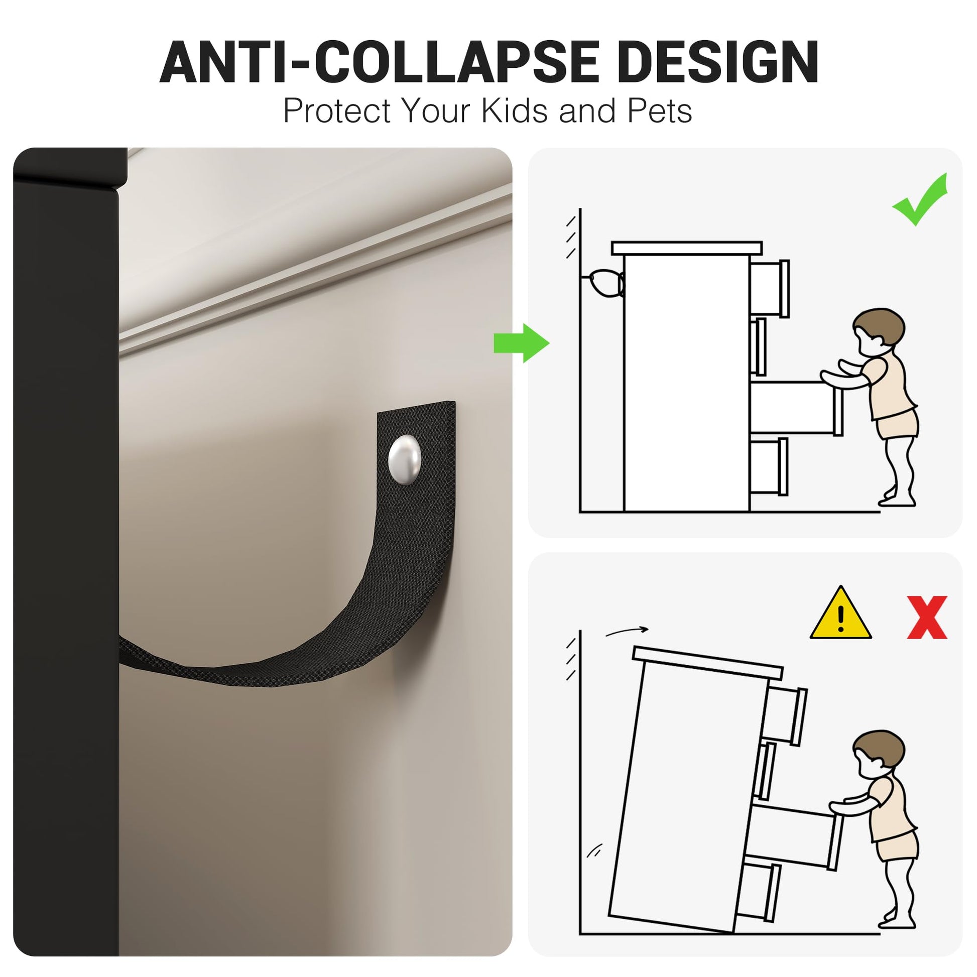 Cassettiera moderna Garvee a 6 cassetti con contenitore, in legno MDF, maniglie dorate per camera da letto e soggiorno, nera, versatile