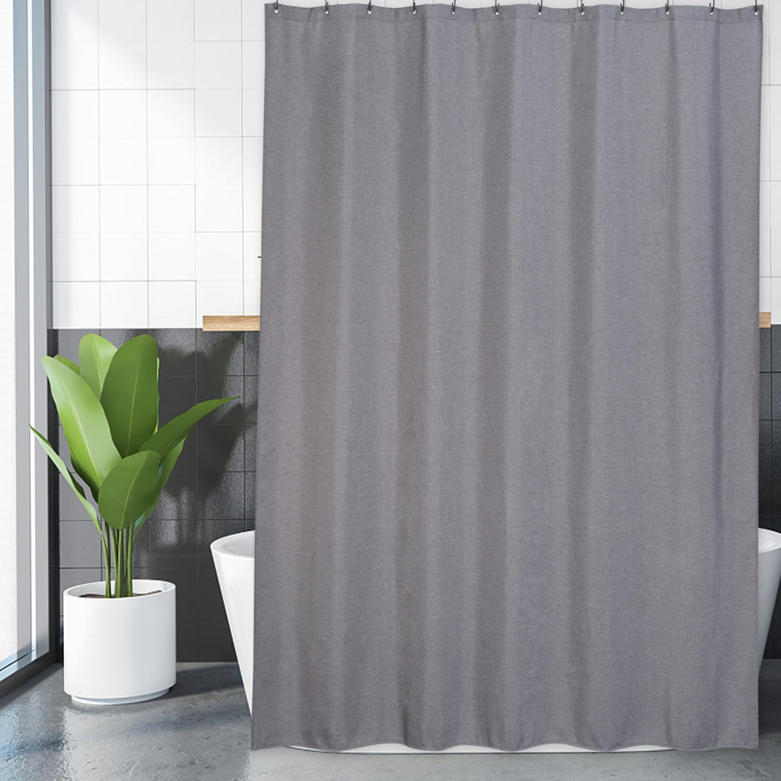 Garvee Tenda da doccia per bagno, impermeabile, in tessuto pesante 240 g/m², con ganci, grigio, 182,9 x 182,9 cm, per hotel di lusso