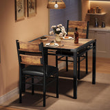 Set da pranzo Garvee per 2 persone con sedie imbottite, protezioni angolari, robusto legno MDF, ergonomico, salvaspazio, marrone, cucina e appartamento - marrone