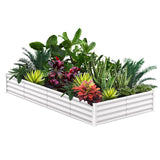 Aiuola rialzata Garvee, in metallo, rettangolare, 8x4x1 FT, bianca, resistente e antiruggine, verniciata a polvere, fondo aperto, montaggio senza attrezzi, per orti e coltivazioni di ortaggi - Bianco
