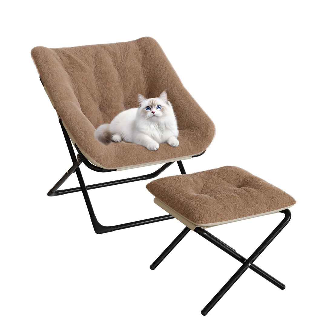 Garvee Comfy Chair Poltrona lounge oversize in pelliccia sintetica con struttura in metallo pieghevole per soggiorno e camera da letto multicolore