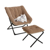 Garvee Comfy Chair Poltrona lounge oversize in pelliccia sintetica con struttura in metallo pieghevole per soggiorno e camera da letto multicolore - Caffè