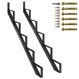 Garvee 2 Pack Gradini Scala in Acciaio Rinforzati 5 Gradini Resistente alla Ruggine Uso Esterno Interno - Black
