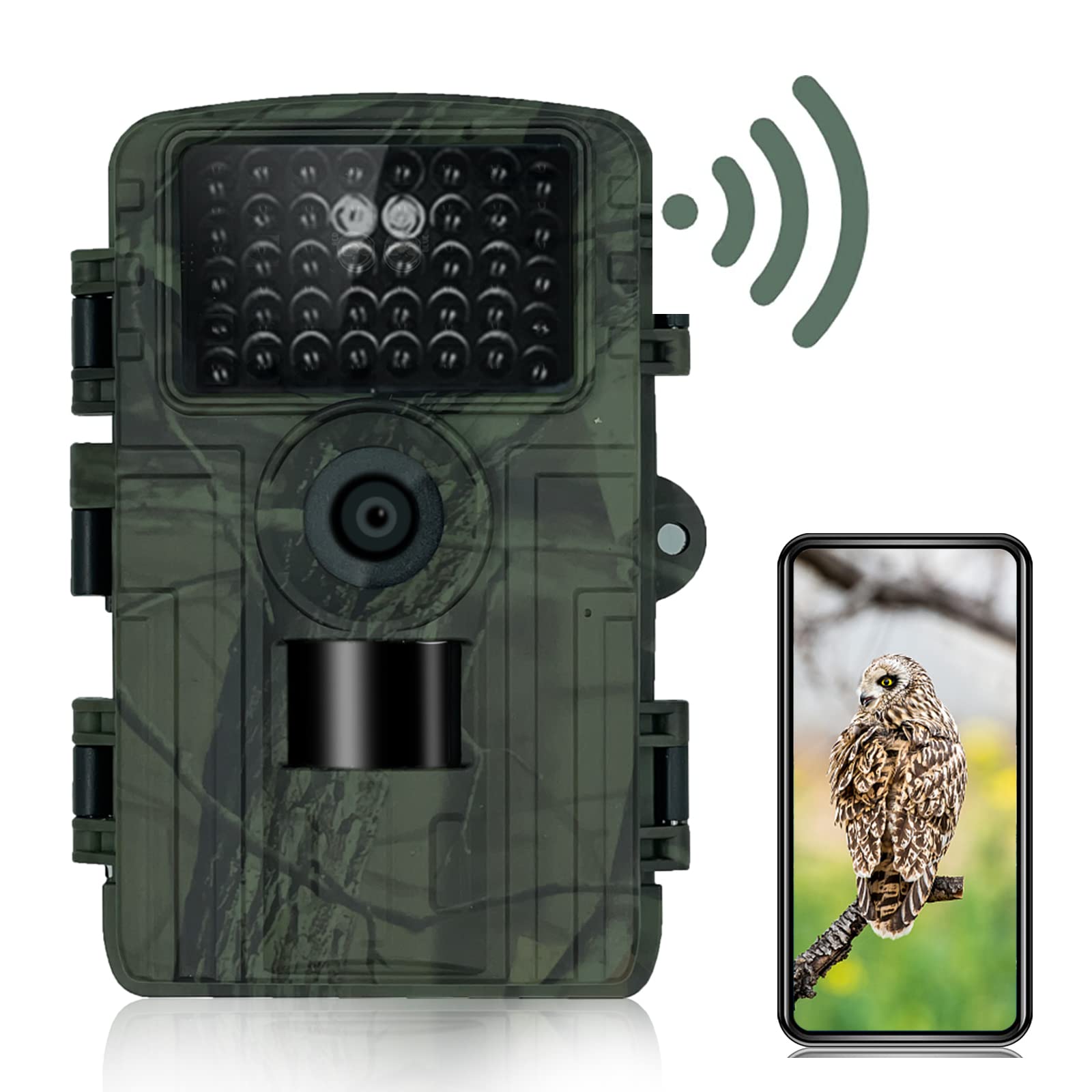 Garvee Wildlife Camera 32MP 1080P WiFi IP66 Impermeabile Wildlife Camera per Caccia all'aperto Visione Notturna Nero