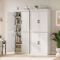 Mobile dispensa Garvee da 70" con ante e ripiani regolabili per cucina e soggiorno, in legno MDF P2, robusto, antiribaltamento, tonalità legno neutro