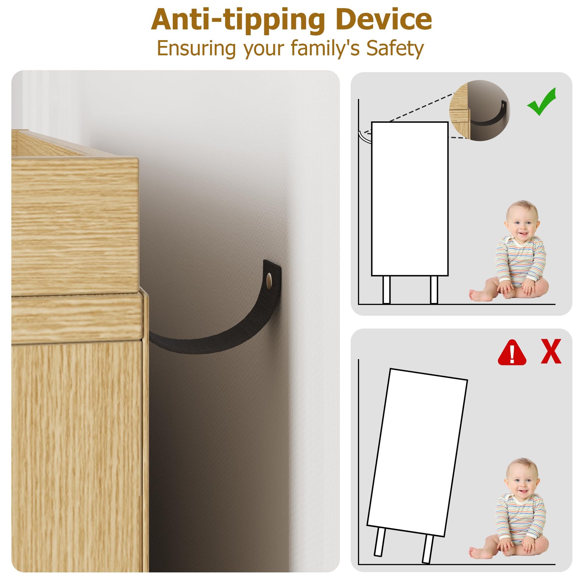 Scarpiera in rattan Garvee con 3 cassetti a scomparsa e ripiani regolabili a 4 livelli per corridoio e ingresso, rovere, grande