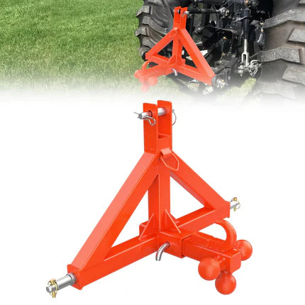 Garvee Gancio Traino Rimorchio 3 Punti Ricevitore 5 cm 4.536 kg Acciaio Nero - Ideale per Trattori Categoria 1