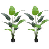 Garvee Pianta artificiale Uccello del Paradiso 5 piedi Plastica resistente ai raggi UV per interni/esterni Foglie realistiche Verde - Nero