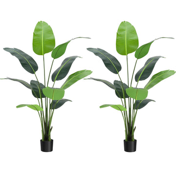 Garvee Pianta artificiale Uccello del Paradiso 5 piedi Plastica resistente ai raggi UV per interni/esterni Foglie realistiche Verde