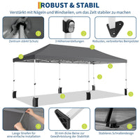 Gazebo 3x6M pieghevole Garvee Heavy Duty tenda a baldacchino con 6 pannelli laterali rimovibili per feste commerciali, altezza regolabile, grigio
